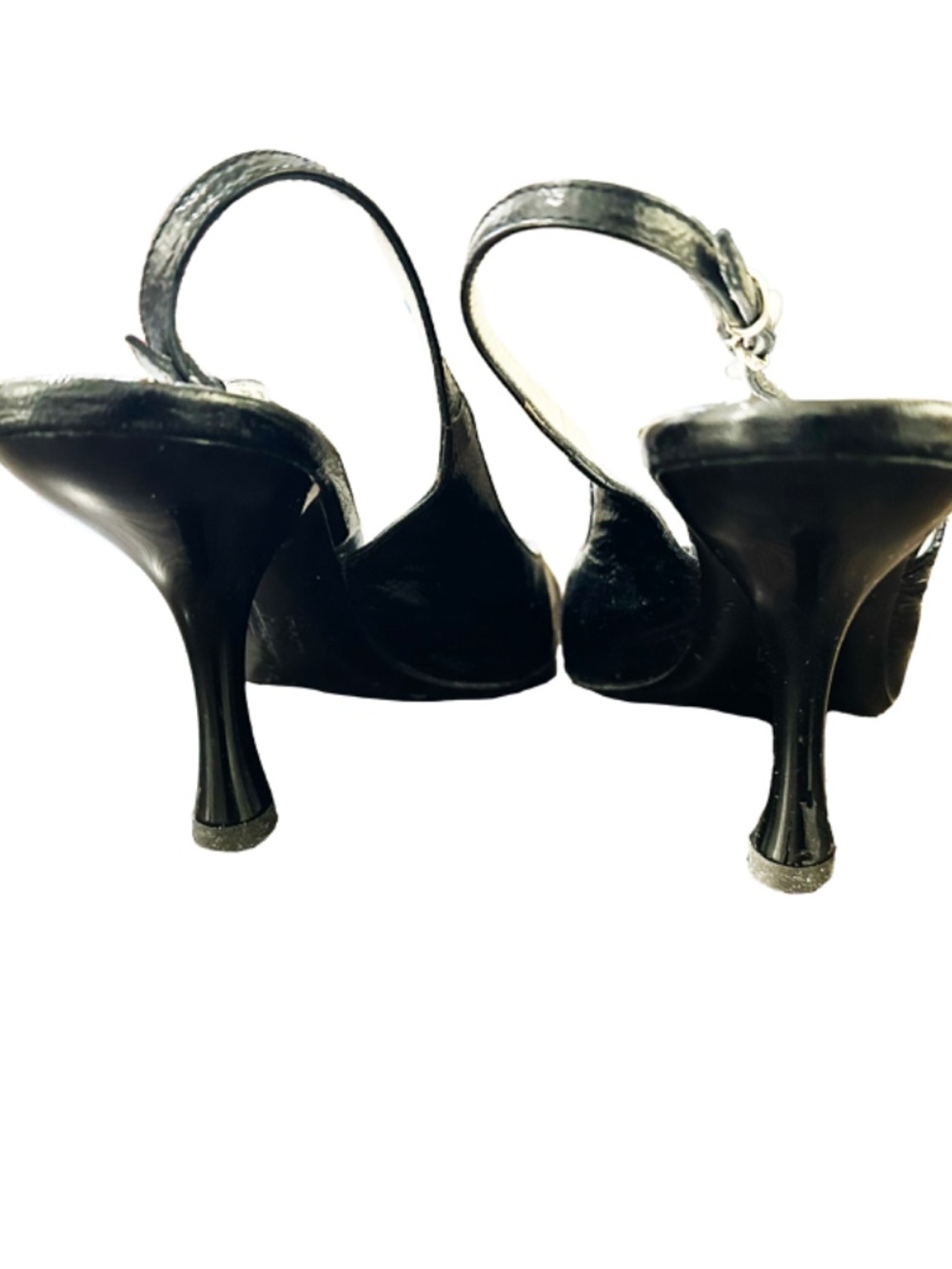 Salvatore Ferragamo Black Leather Slingback Heels – Size 9.5 - Picture 10 of 11